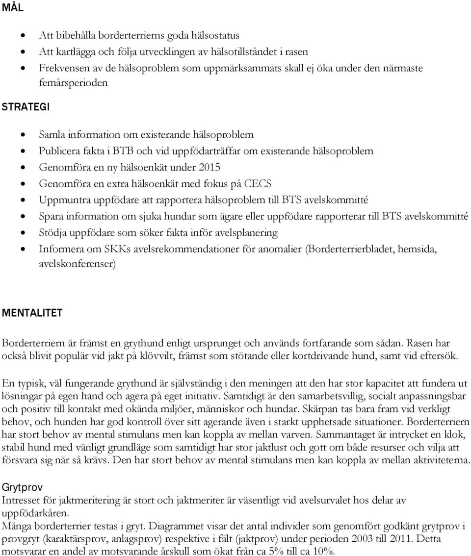 extra hälsoenkät med fokus på CECS Uppmuntra uppfödare att rapportera hälsoproblem till BTS avelskommitté Spara information om sjuka hundar som ägare eller uppfödare rapporterar till BTS