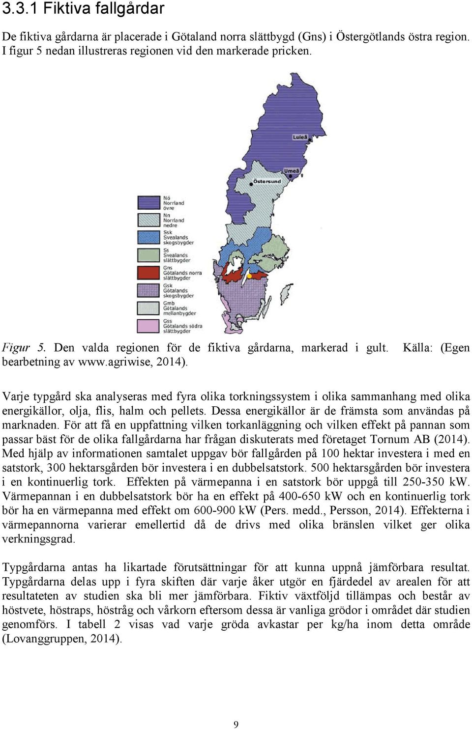 Källa: (Egen Varje typgård ska analyseras med fyra olika torkningssystem i olika sammanhang med olika energikällor, olja, flis, halm och pellets.