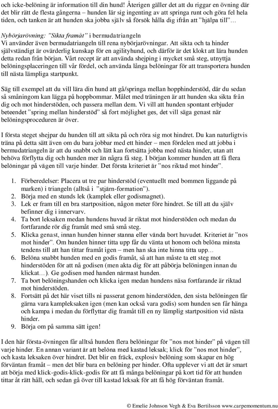 försök hålla dig ifrån att hjälpa till Nybörjarövning: Sikta framåt i bermudatriangeln Vi använder även bermudatriangeln till rena nybörjarövningar.