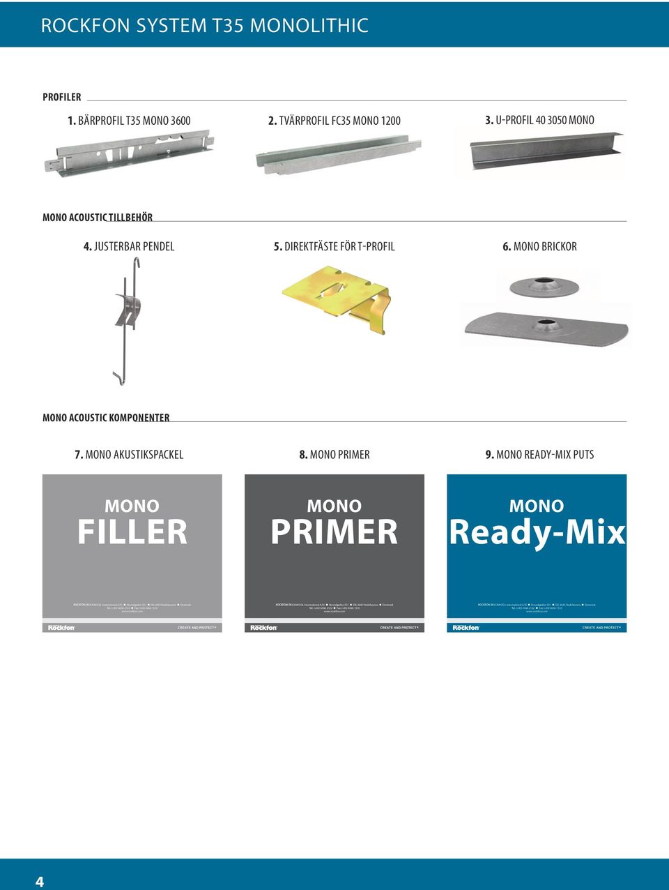 MONO READY-MIX PUTS MONO FILLER MONO PRIMER MONO Ready-Mix OCKWOOL International A/S) Hovedgaden 50 DK-640 Hedehusene Denmark Tel.