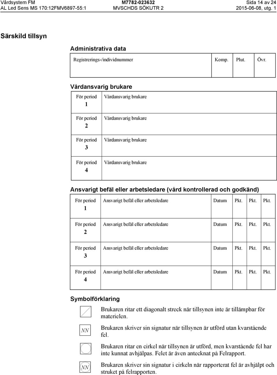 kontrollerad och godkänd) För period 1 Ansvarigt befäl eller arbetsledare Datum Pkt. Pkt. Pkt. För period 2 Ansvarigt befäl eller arbetsledare Datum Pkt. Pkt. Pkt. För period 3 Ansvarigt befäl eller arbetsledare Datum Pkt.