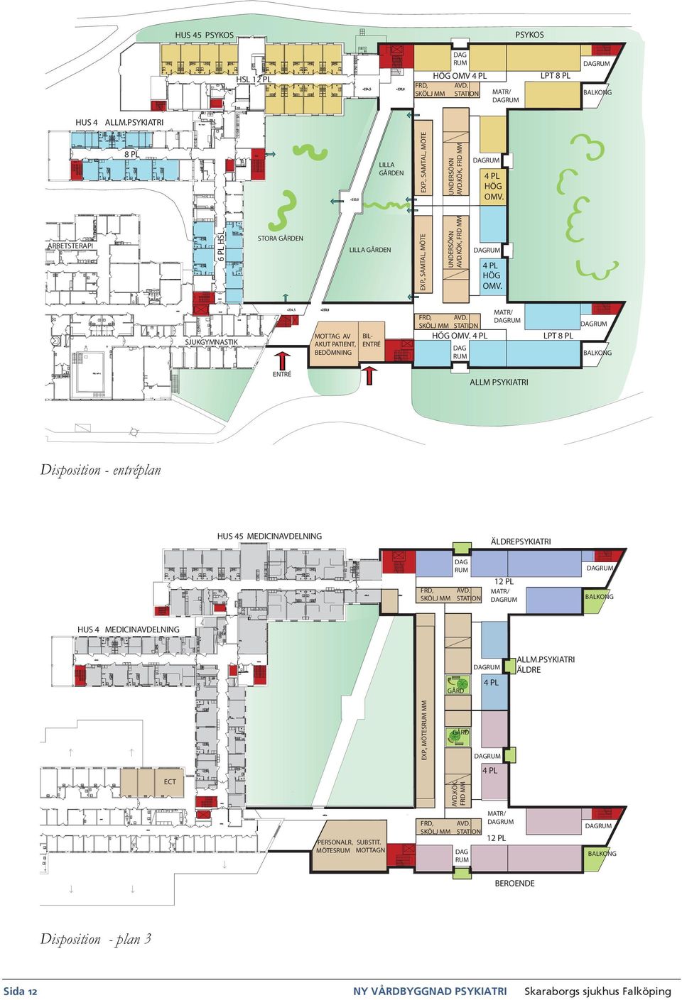 SKÖLJ MM STATION HÖG OMV. 4 PL DAG RUM MATR/ LPT 8 PL BALKONG ENTRÉ ALLM PSYKIATRI Disposition - entréplan HUS 45 MEDICINAVDELNING ÄLDREPSYKIATRI FRD, SKÖLJ MM DAG RUM AVD.