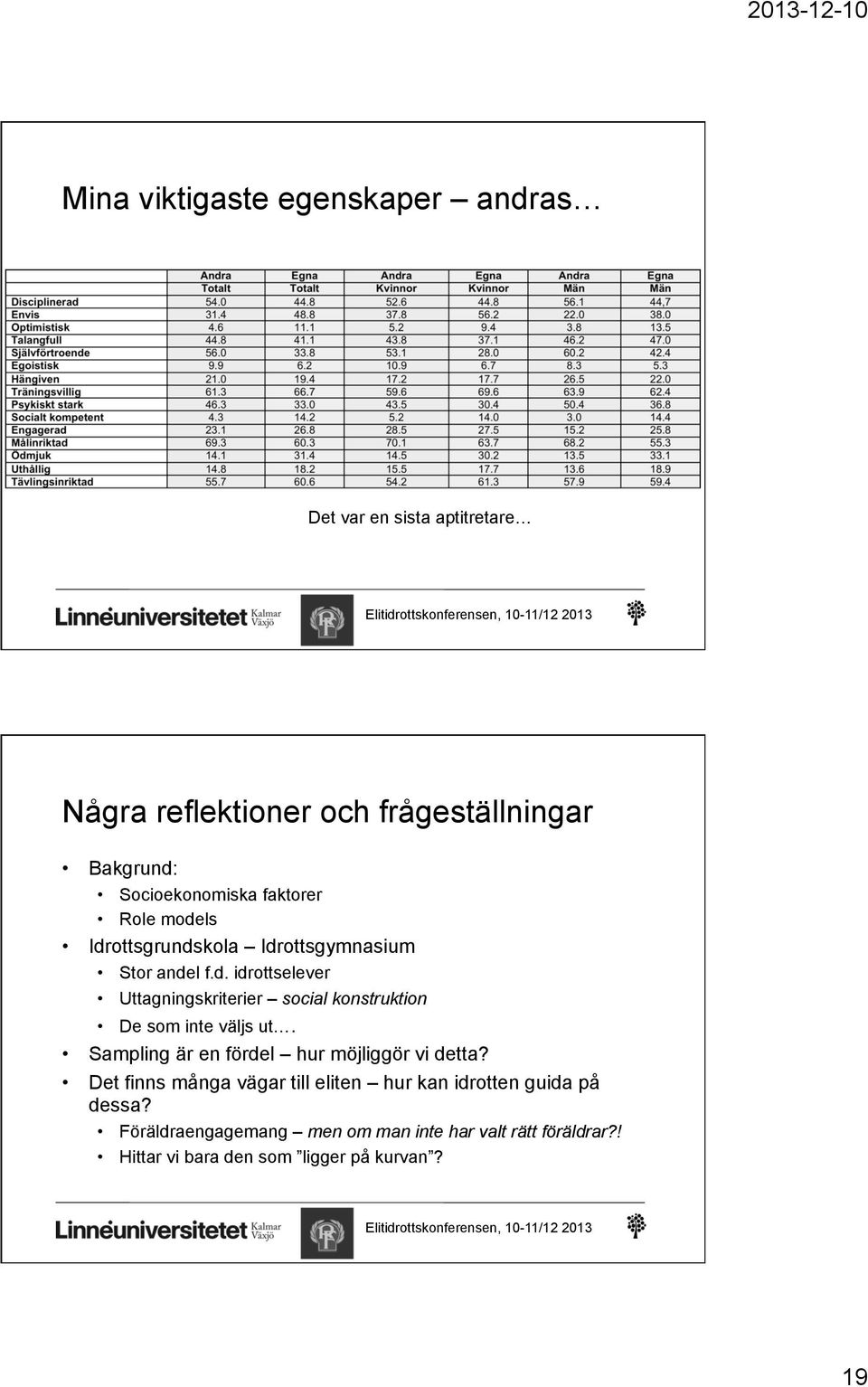 Sampling är en fördel hur möjliggör vi detta? Det finns många vägar till eliten hur kan idrotten guida på dessa?