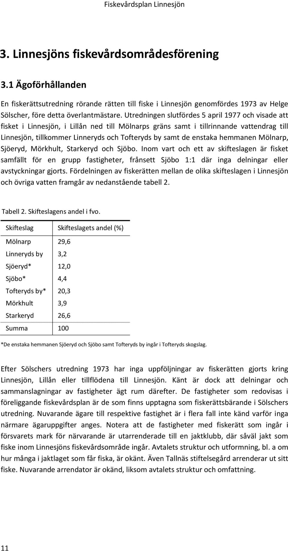 enstaka hemmanen Mölnarp, Sjöeryd, Mörkhult, Starkeryd och Sjöbo.