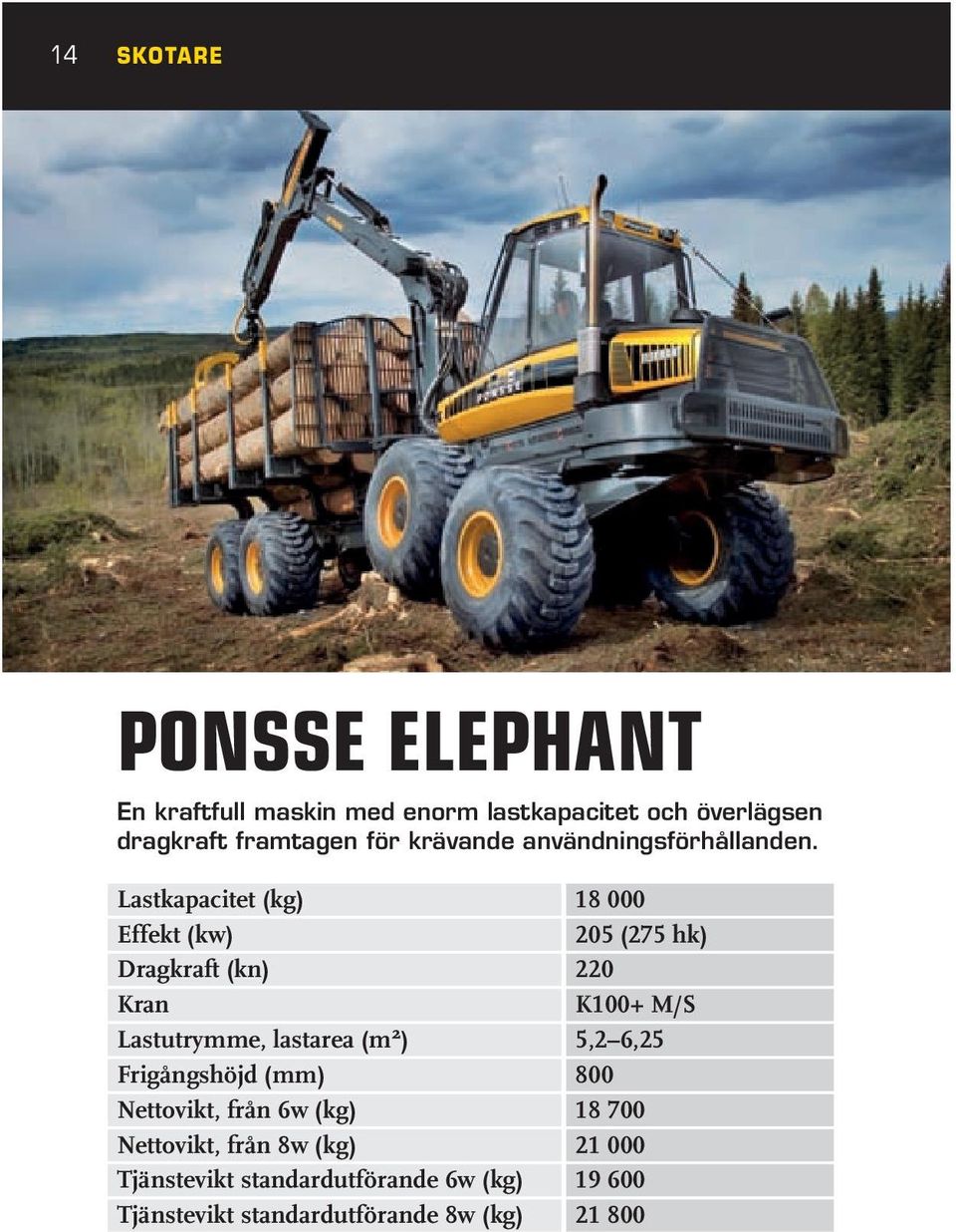 Lastkapacitet (kg) Effekt (kw) Dragkraft (kn) Kran Lastutrymme, lastarea (m²) Frigångshöjd (mm) Nettovikt,