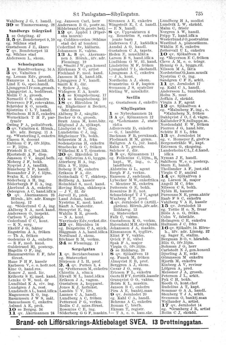 Äkermannen 5. Hörnh., ärv. adr. Andersson L, skam. Fleulingg. 19 ScheelegatRll ego «Smitt,J \V, gen.konsul 1 se Handtverkareg. 16 A Björkman N O, artist a qv. Valnöten 7 Frehlalld P, med. kand.
