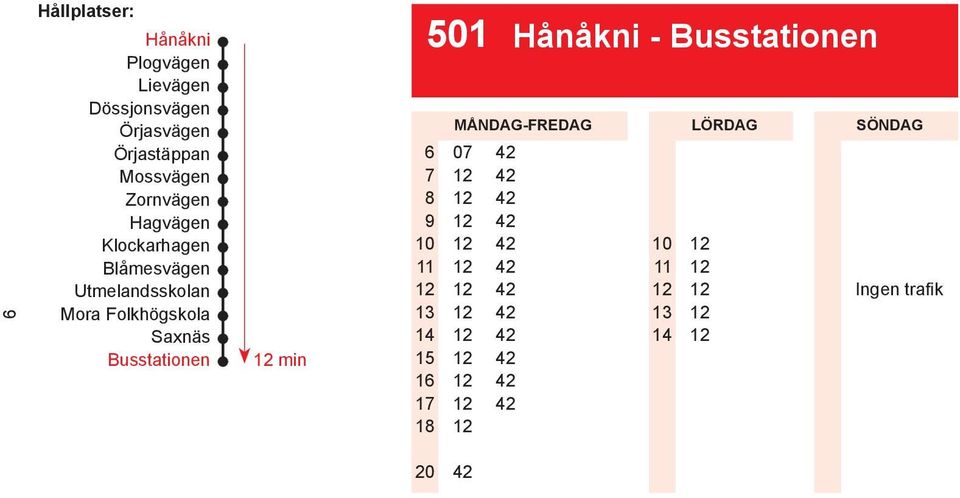 Utmelandsskolan Mora Folkhögskola Saxnäs Busstationen min 6 7 8 9 16 17 18