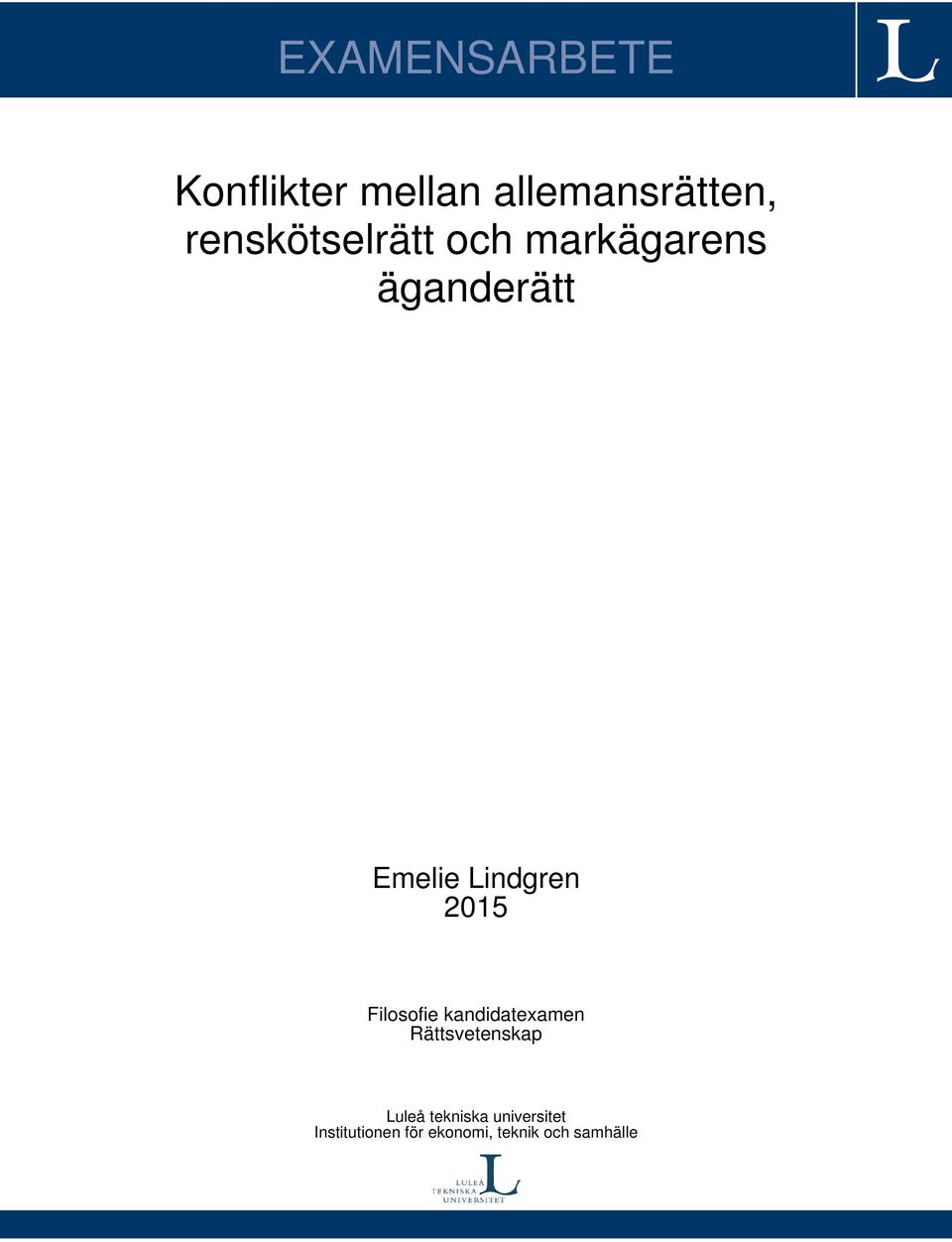 Lindgren 2015 Filosofie kandidatexamen Rättsvetenskap
