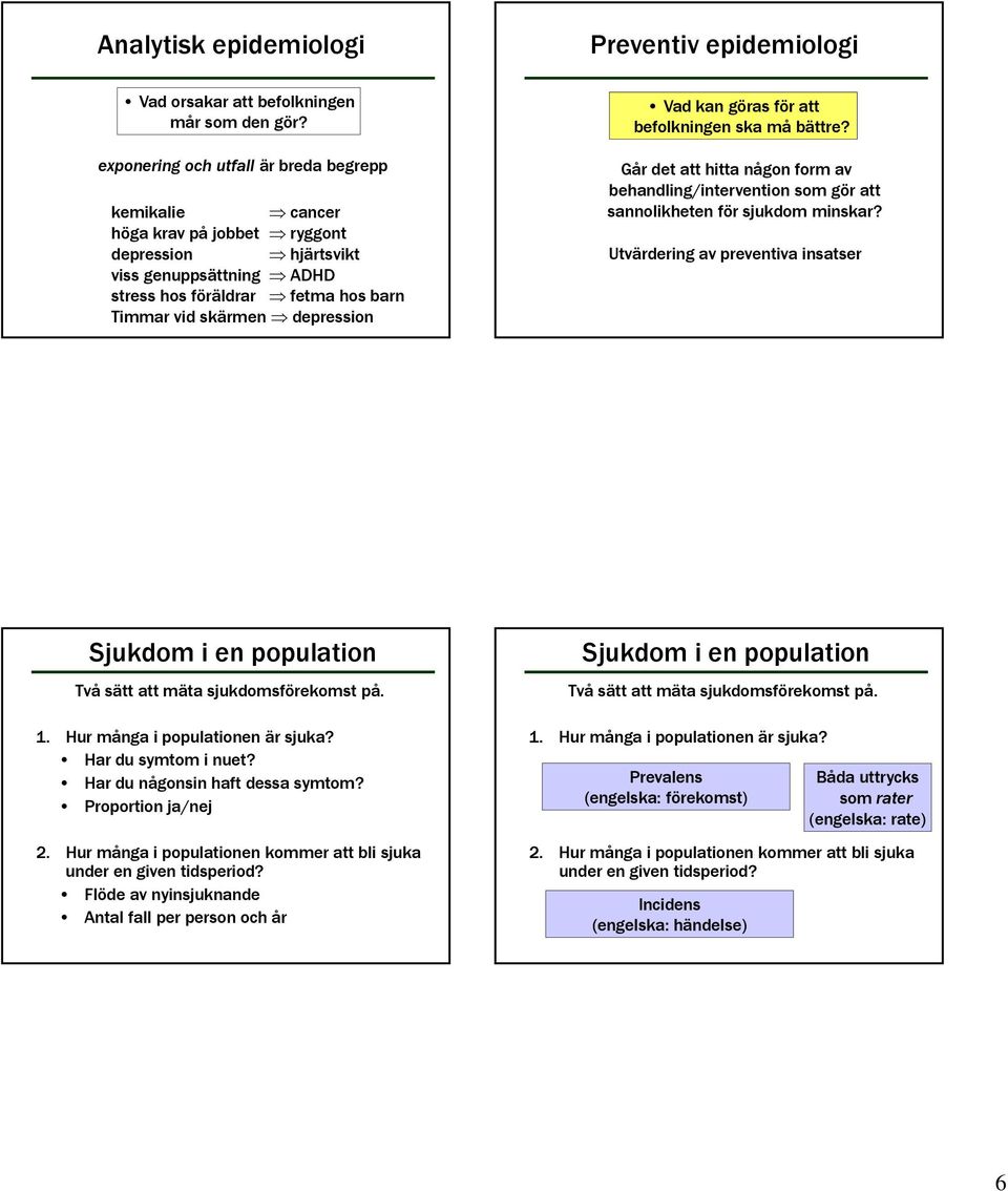 Vad kan göras för att befolkningen ska må bättre? Går det att hitta någon form av behandling/intervention som gör att sannolikheten för sjukdom minskar?