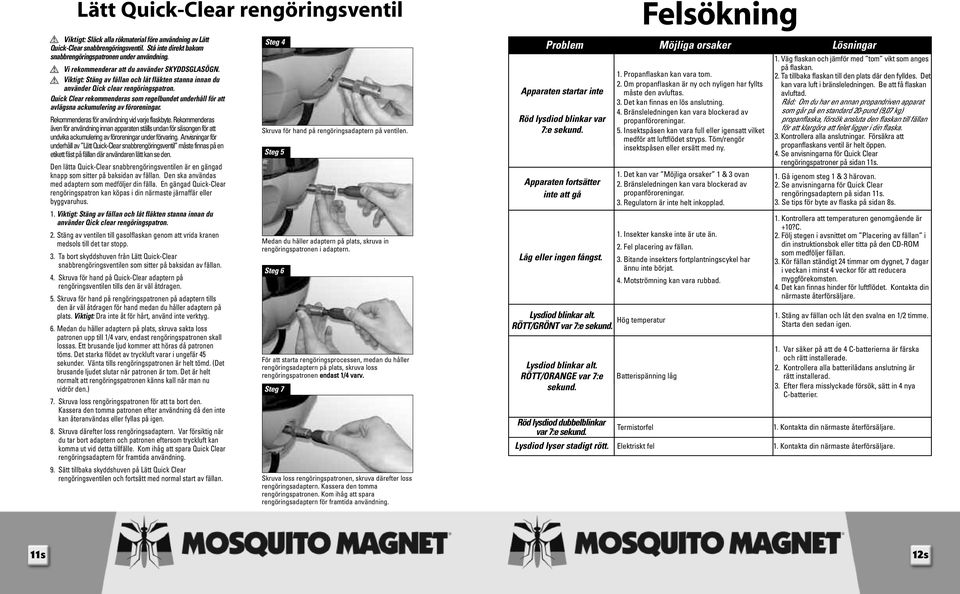 Quick Clear rekommenderas som regelbundet underhåll för att avlägsna ackumulering av föroreningar. Rekommenderas för användning vid varje flaskbyte.