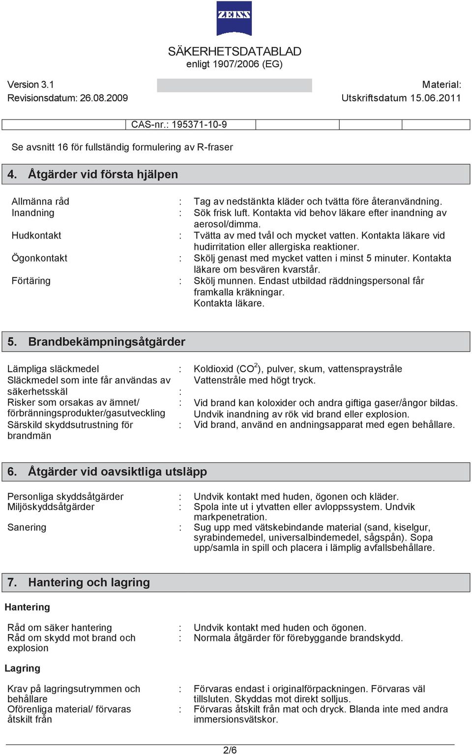 SÄKERHETSDATABLAD enligt 1907/2006 (EG) - PDF Free Download