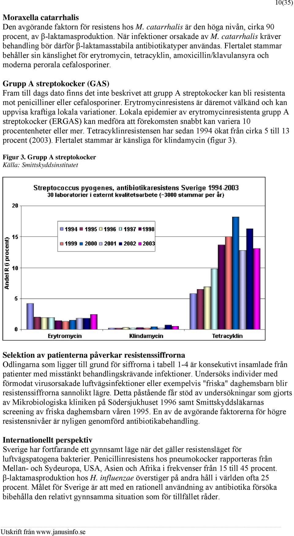 Flertalet stammar behåller sin känslighet för erytromycin, tetracyklin, amoxicillin/klavulansyra och moderna perorala cefalosporiner.