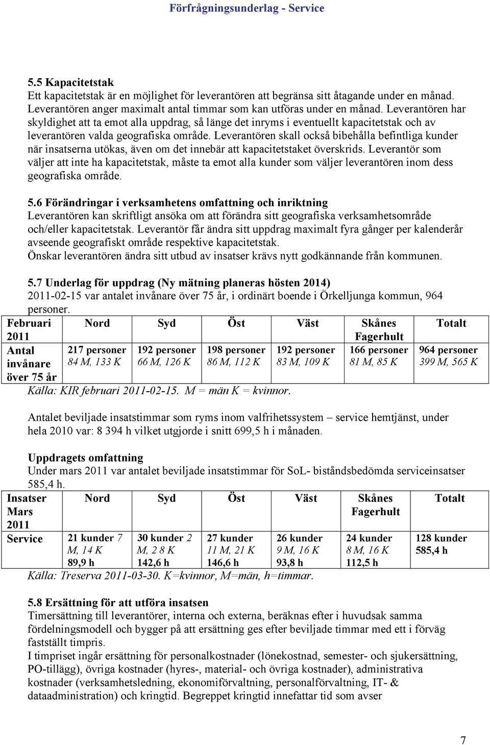 Leverantören skall också bibehålla befintliga kunder när insatserna utökas, även om det innebär att kapacitetstaket överskrids.