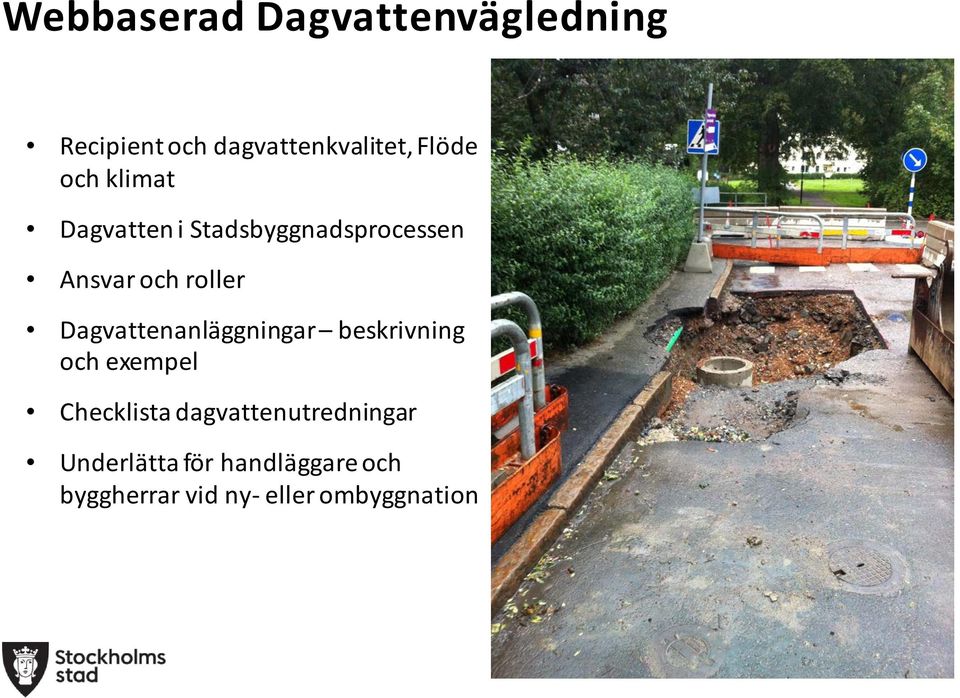 Dagvattenanläggningar beskrivning och exempel Checklista