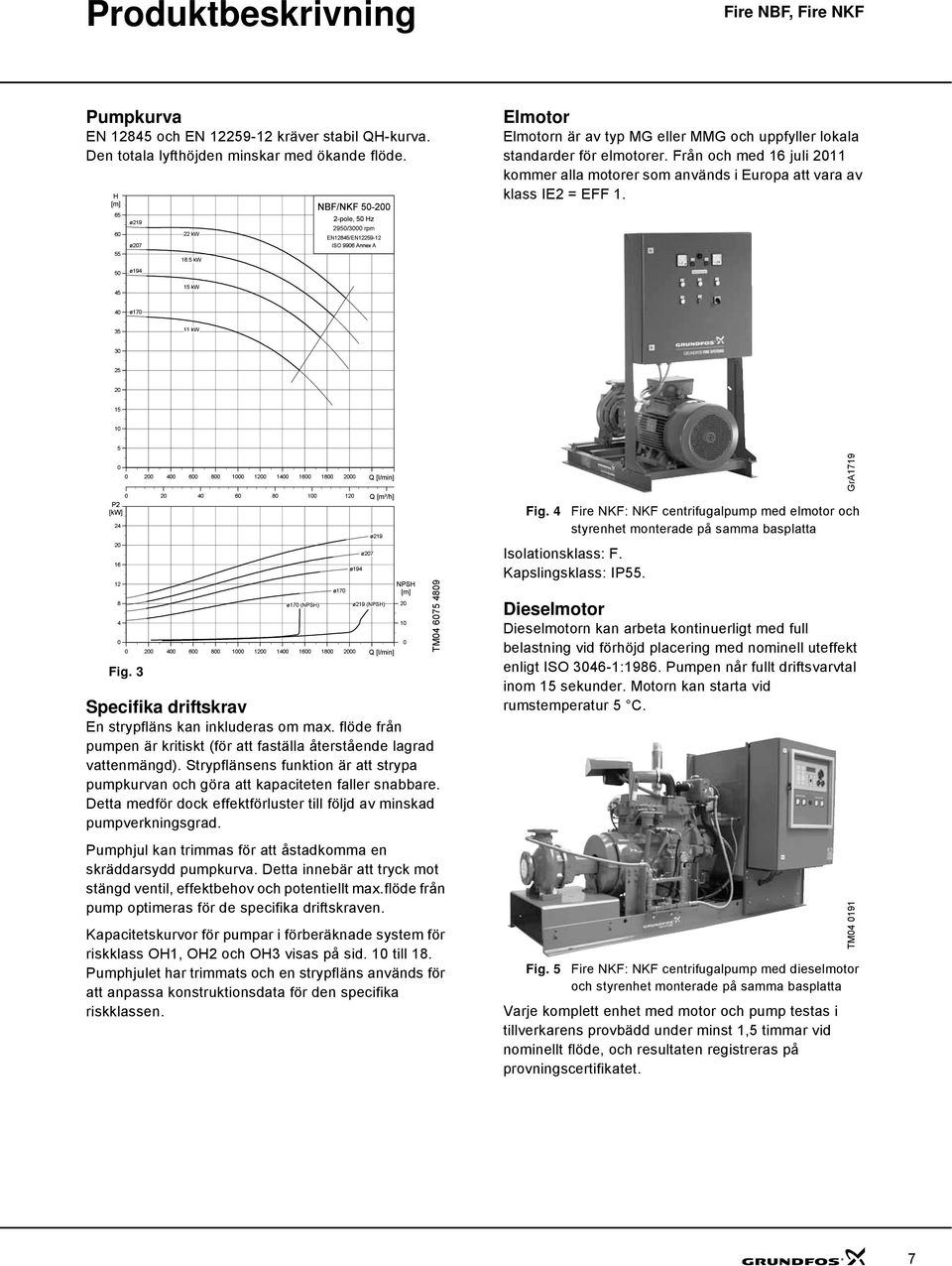 Från och med 1 juli 211 kommer alla motorer som används i Europa att vara av klass IE2 = EFF 1. ø19 1 kw ø17 3 11 kw 3 2 2 1 1 2 1 1 1 1 2 Q [l/min] 2 1 Q [m³/h] 2 2 1 2 1 1 1 1 2 Q [l/min] Fig.