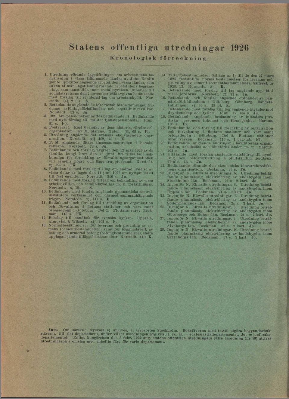 BihangStill socialstyrelsens den 2 november 925 avgivna betänkande med förslag till reviderad lag om arbetarskydd. Norstedt. (), 2U s. S.