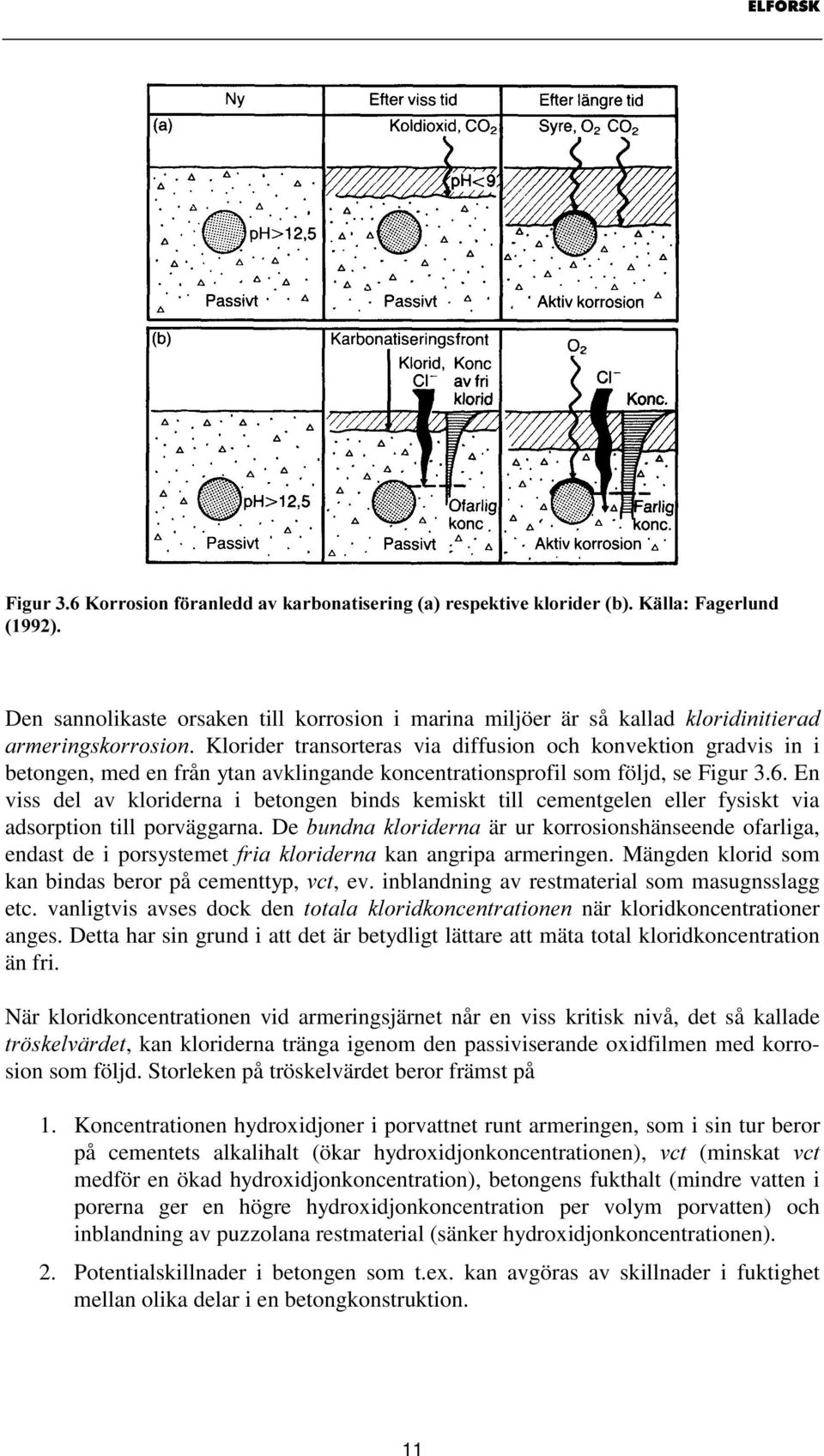 En viss del av kloriderna i betongen binds kemiskt till cementgelen eller fysiskt via adsorption till porväggarna.