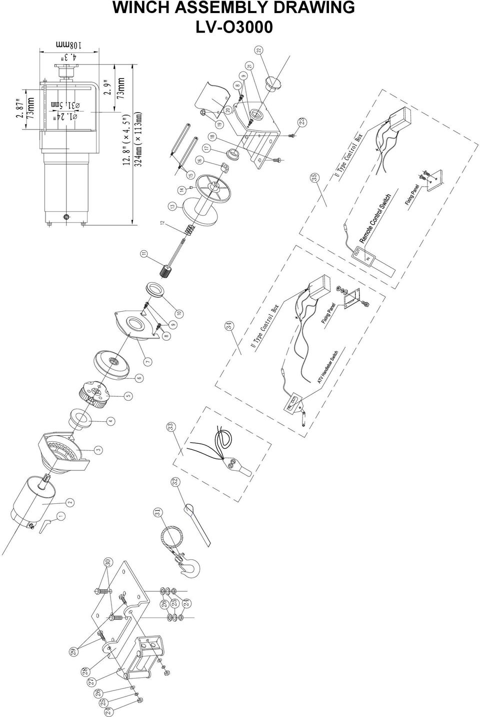23 IN WINCH ASSEMBLY