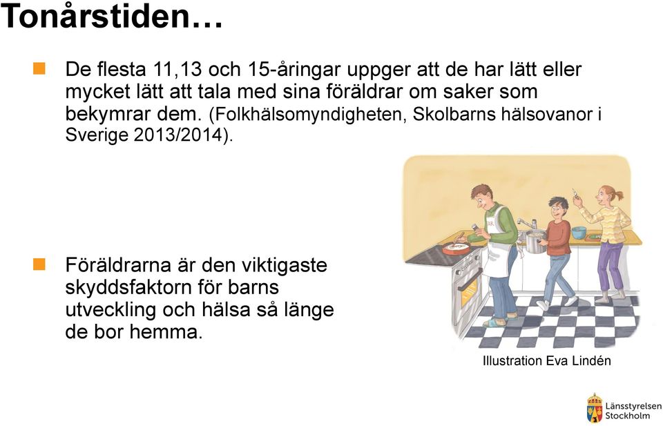 (Folkhälsomyndigheten, Skolbarns hälsovanor i Sverige 2013/2014).