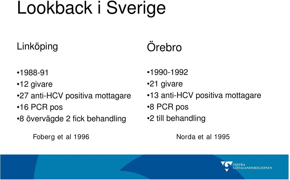 behandling 1990-1992 21 givare 13 anti-hcv positiva