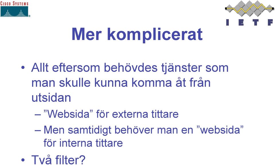 utsidan Websida för externa tittare Men