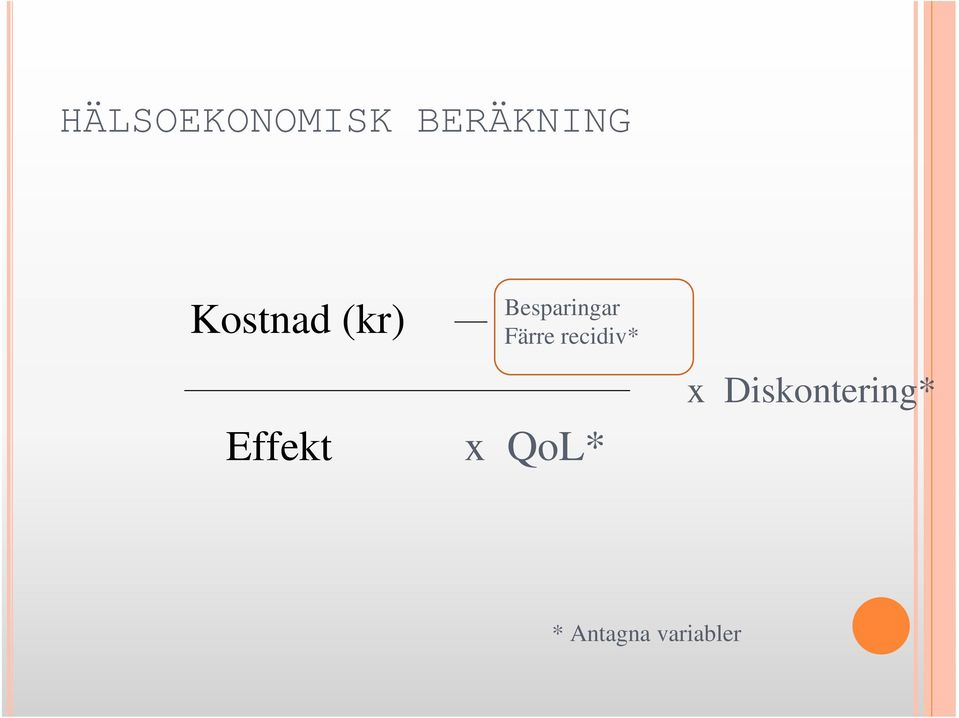 Besparingar Färre recidiv* x