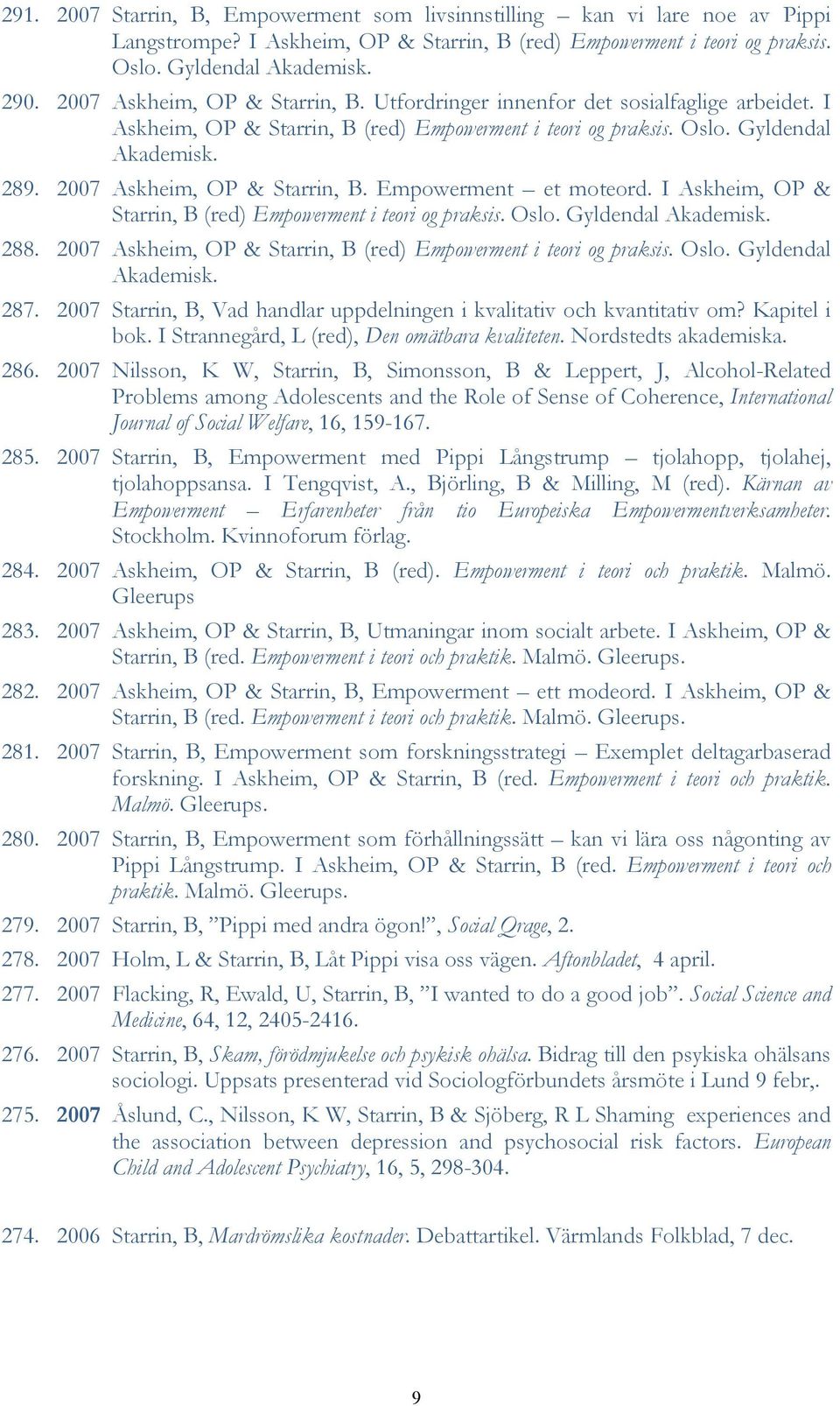 2007 Askheim, OP & Starrin, B. Empowerment et moteord. I Askheim, OP & Starrin, B (red) Empowerment i teori og praksis. Oslo. Gyldendal Akademisk. 288.