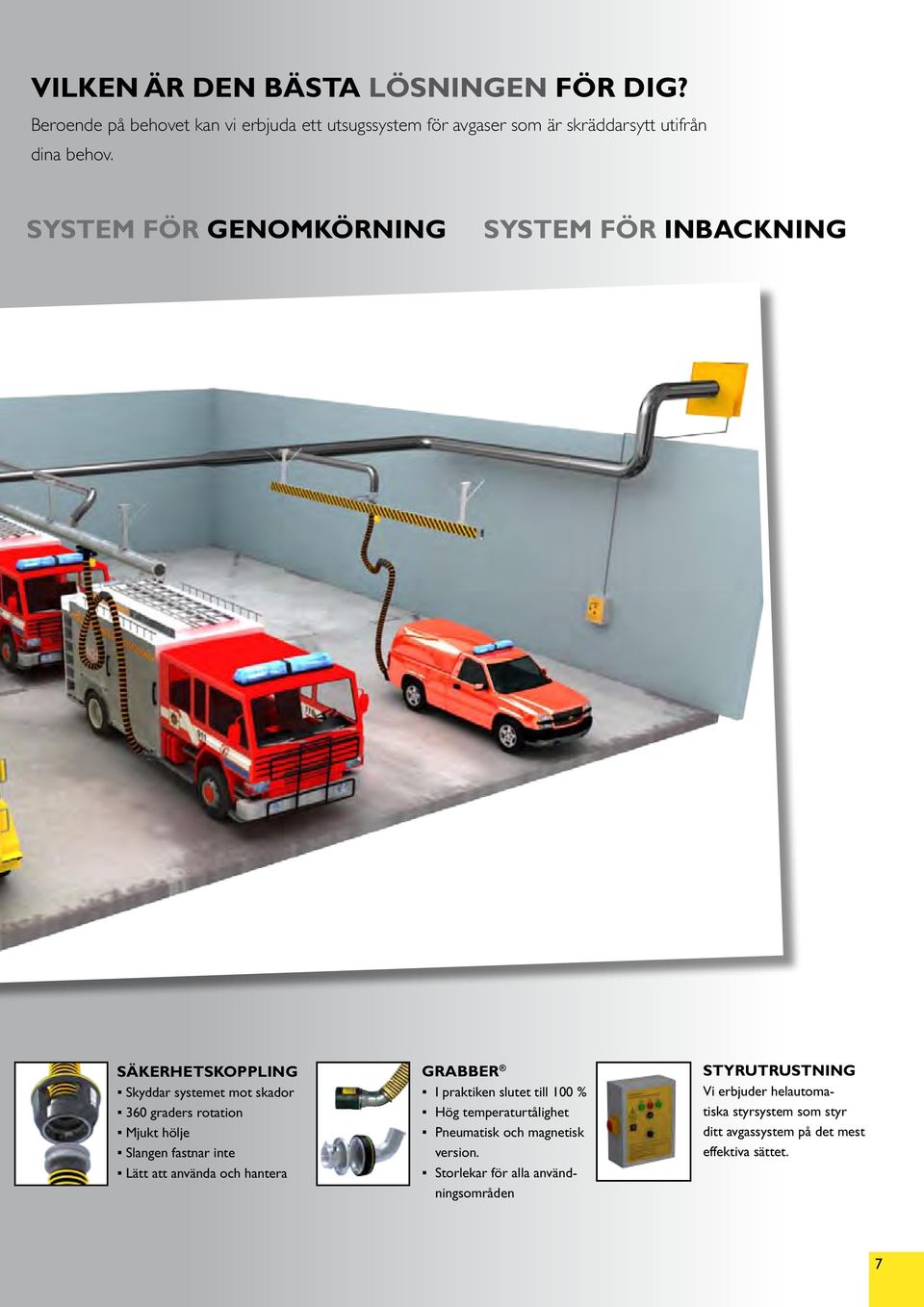 SYSTEM FÖR GENOMKÖRNING SYSTEM FÖR INBACKNING Säkerhetskoppling Skyddar systemet mot skador 360 graders rotation Mjukt hölje Slangen fastnar