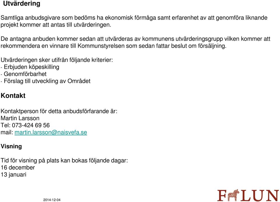 om försäljning.