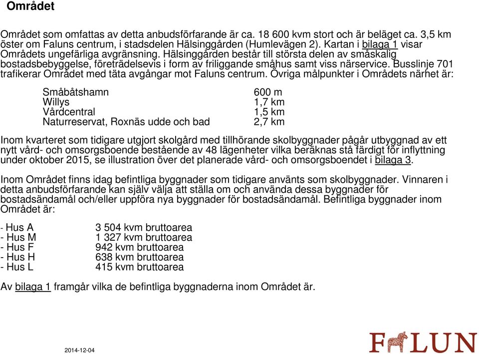 Busslinje 701 trafikerar Området med täta avgångar mot Faluns centrum.