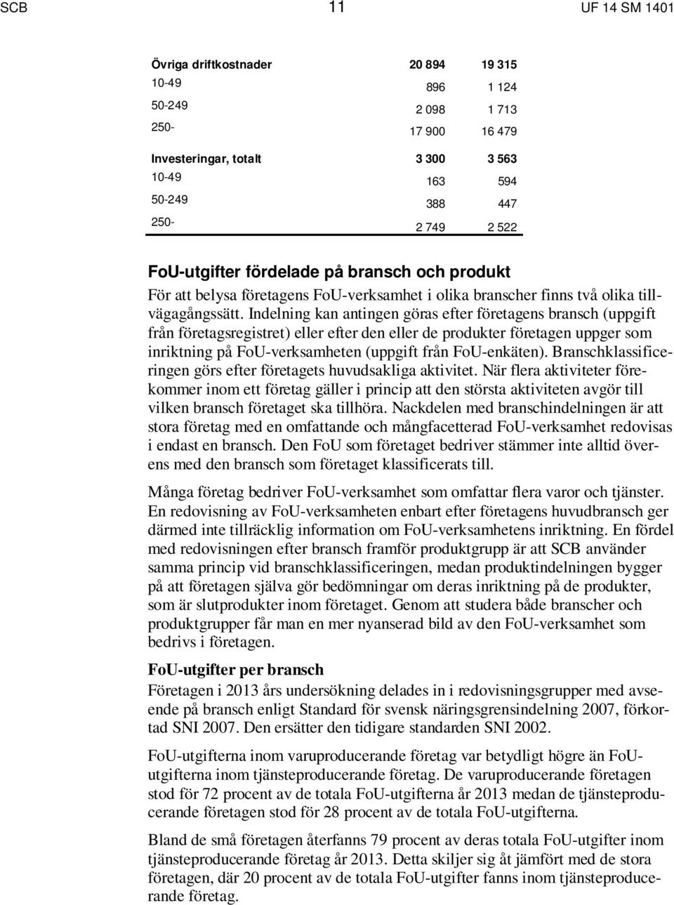 Indelning kan antingen göras efter företagens bransch (uppgift från företagsregistret) eller efter den eller de produkter företagen uppger som inriktning på FoU-verksamheten (uppgift från