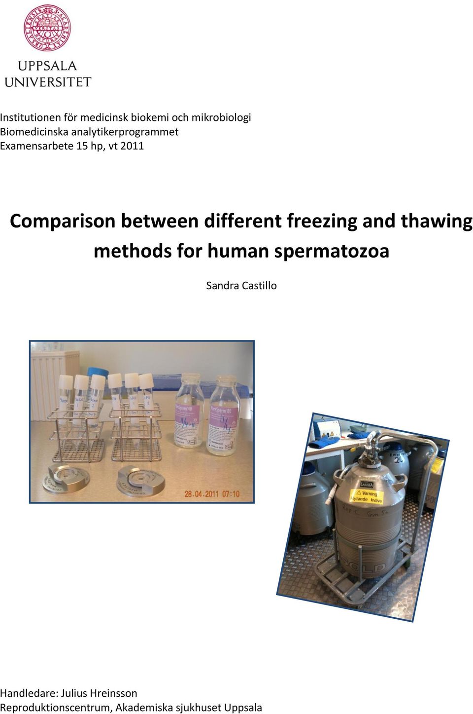 different freezing and thawing methods for human spermatozoa Sandra