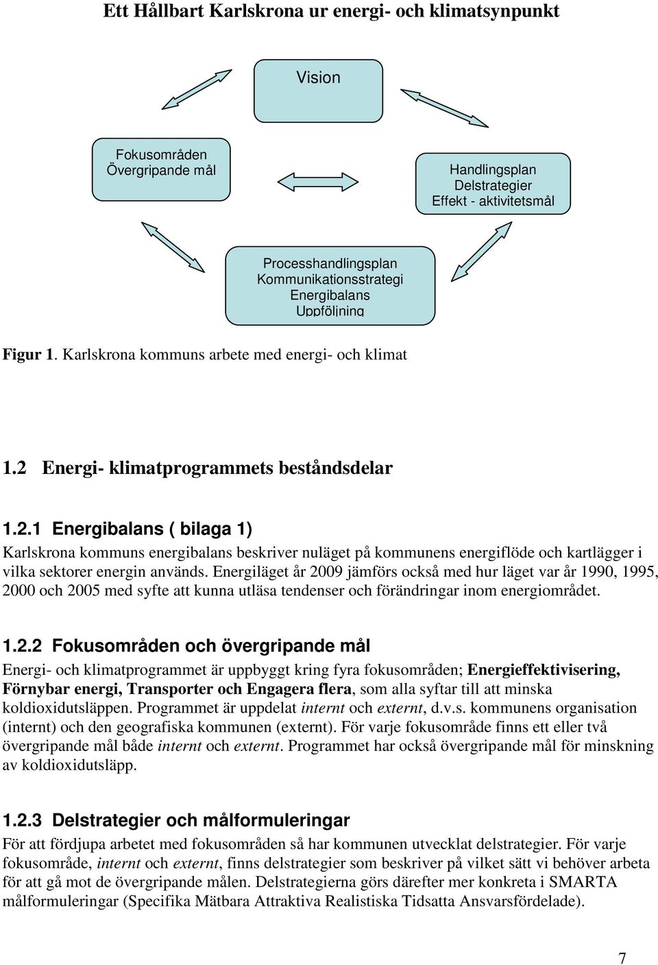 Energi- klimatprogrammets beståndsdelar 1.2.1 Energibalans ( bilaga 1) Karlskrona kommuns energibalans beskriver nuläget på kommunens energiflöde och kartlägger i vilka sektorer energin används.