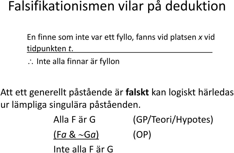 Inte alla finnar är fyllon Att ett generellt påstående är falskt kan