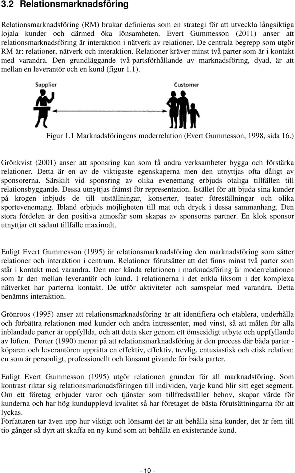 Relationer kräver minst två parter som är i kontakt med varandra. Den grundläggande två-partsförhållande av marknadsföring, dyad, är att mellan en leverantör och en kund (figur 1.1). Figur 1.