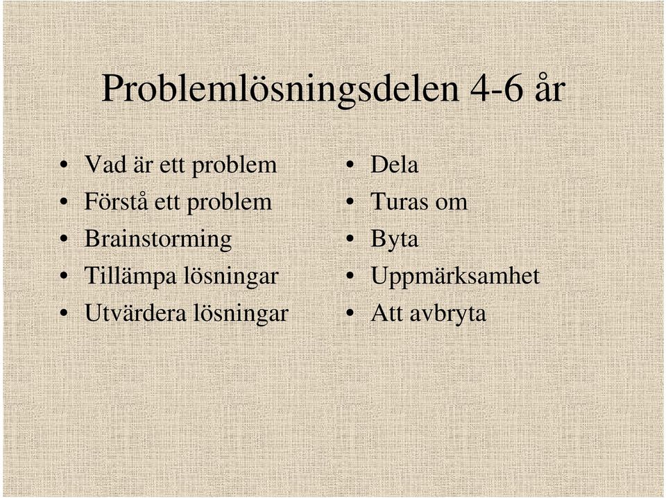 Tillämpa lösningar Utvärdera lösningar