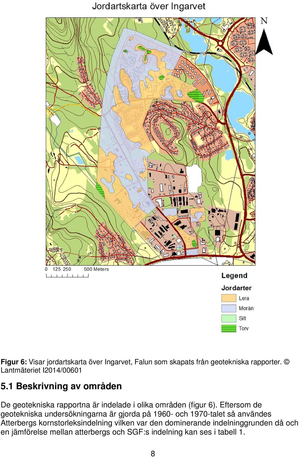 1 Beskrivning av områden De geotekniska rapportna är indelade i olika områden (figur 6).
