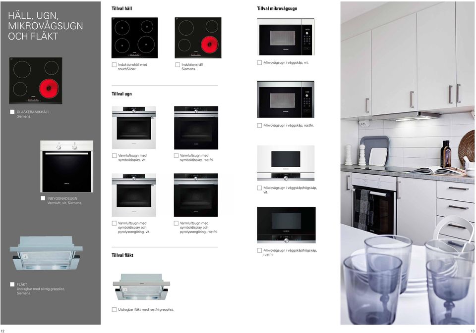 Mikrovågsugn i väggskåp/högskåp, vit. INBYGGNADSUGN Varmluft, vit, Siemens. Varmluftsugn med symboldisplay och pyrolysrengöring, vit.