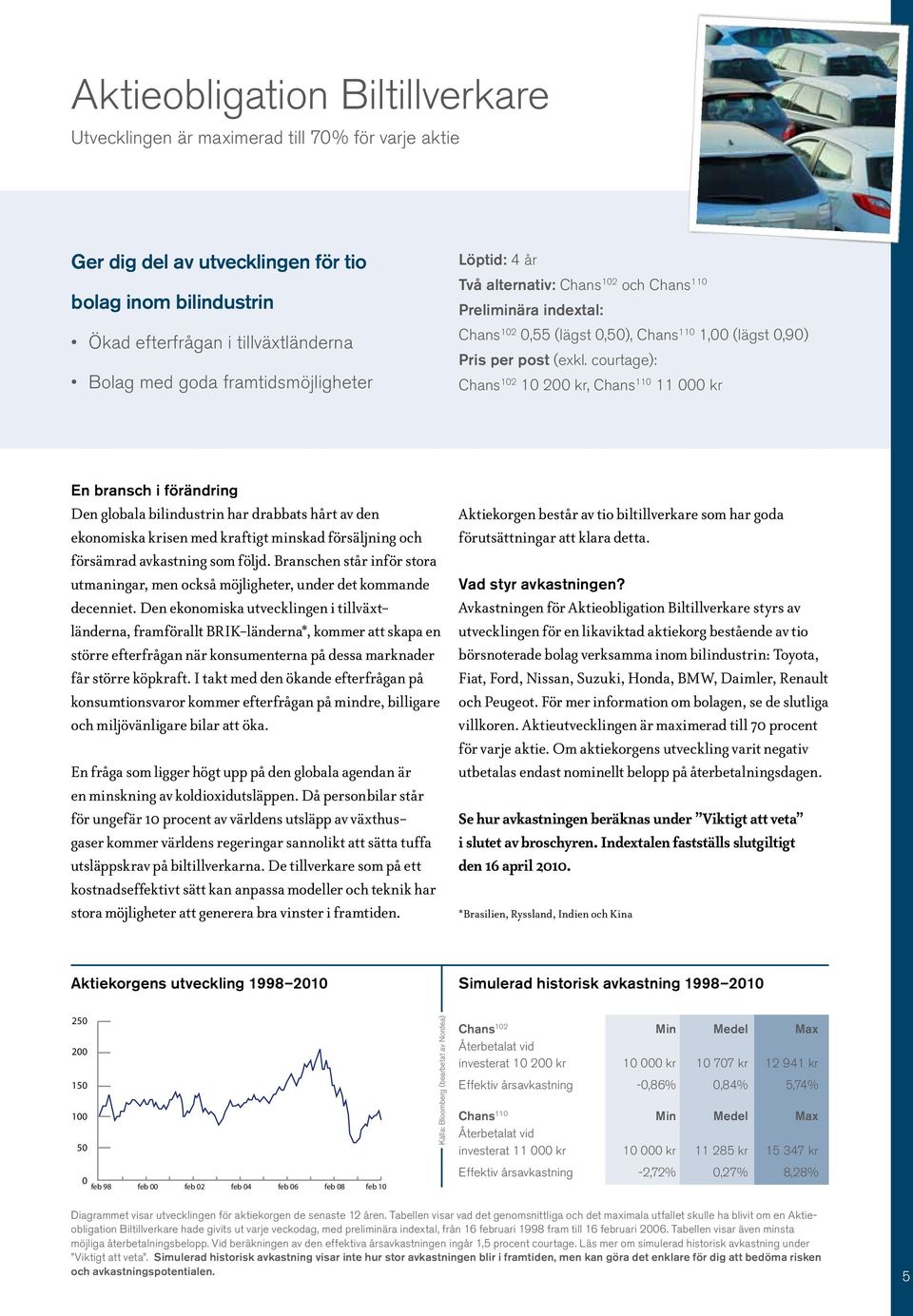 courtage): Chans 102 10 200 kr, Chans 110 11 000 kr En bransch i förändring Den globala bilindustrin har drabbats hårt av den ekonomiska krisen med kraftigt minskad försäljning och försämrad