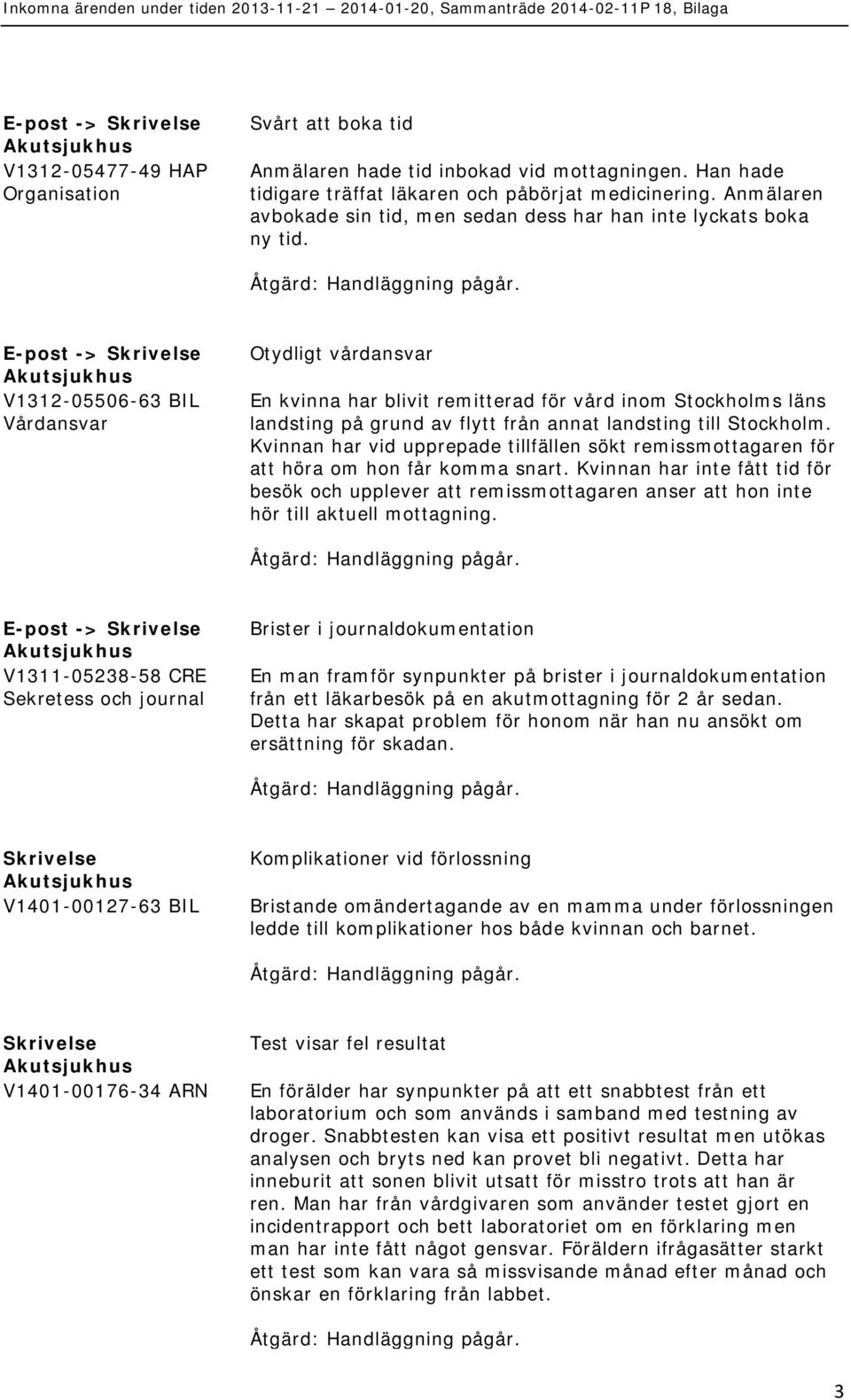 E-post -> V1312-05506-63 BIL Vårdansvar Otydligt vårdansvar En kvinna har blivit remitterad för vård inom Stockholms läns landsting på grund av flytt från annat landsting till Stockholm.
