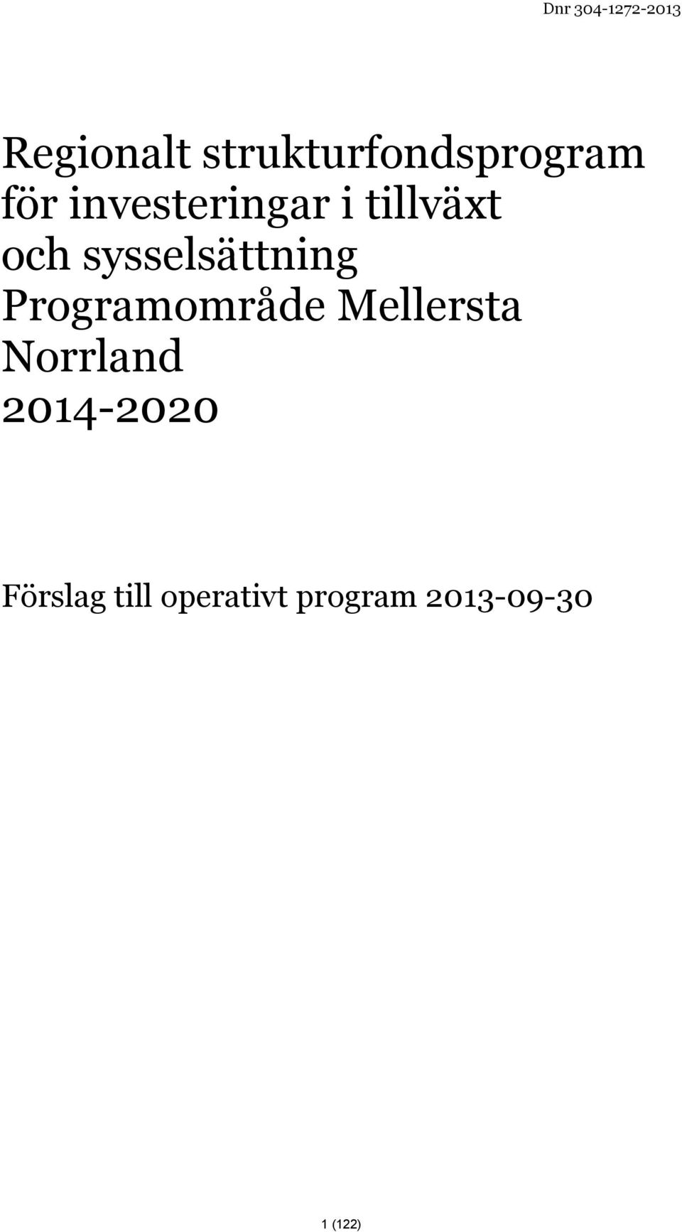 tillväxt och sysselsättning Programområde