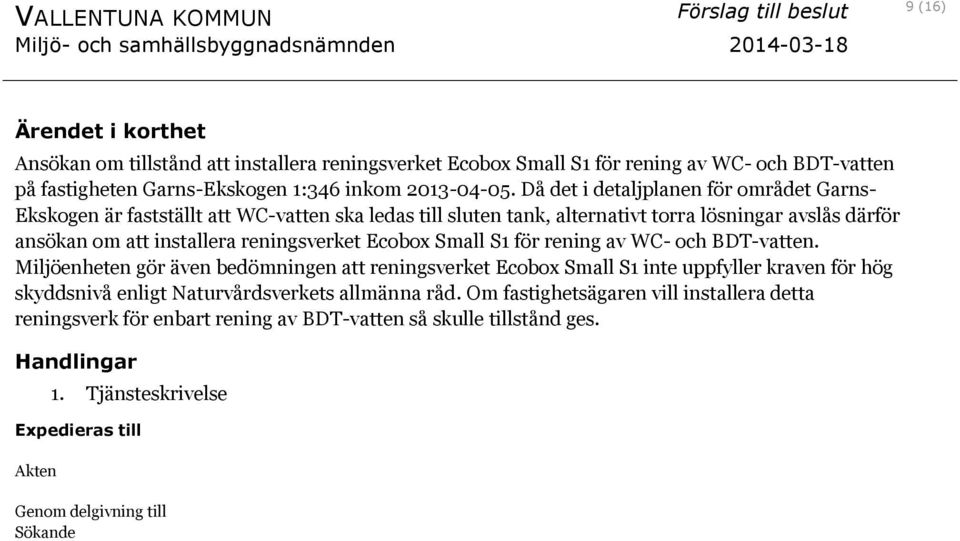 reningsverket Ecobox Small S1 för rening av WC- och BDT-vatten.