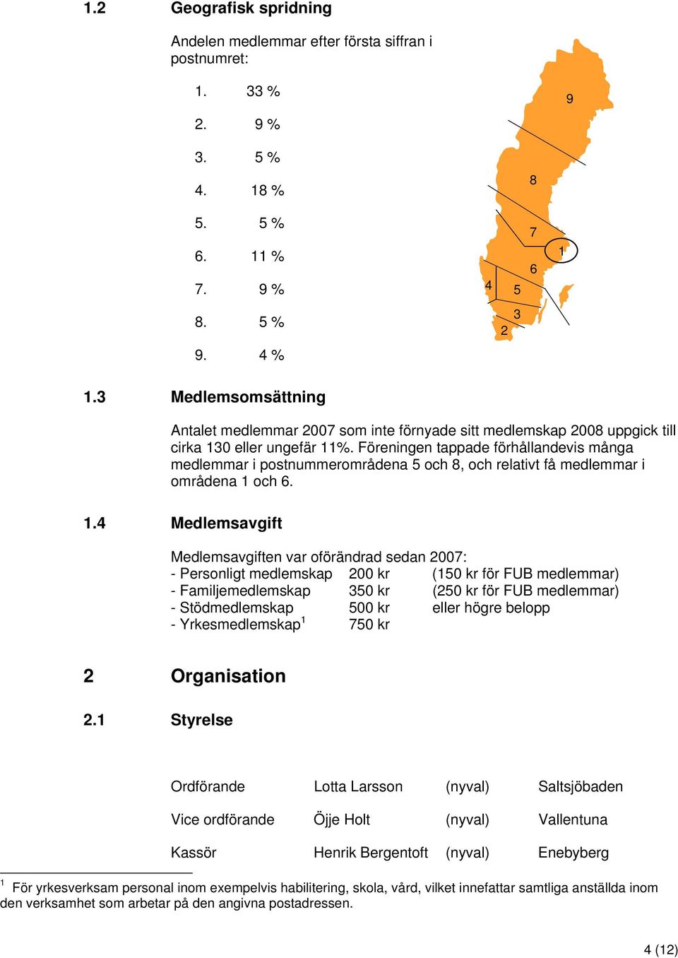 Föreningen tappade förhållandevis många medlemmar i postnummerområdena 5 och 8, och relativt få medlemmar i områdena 1 