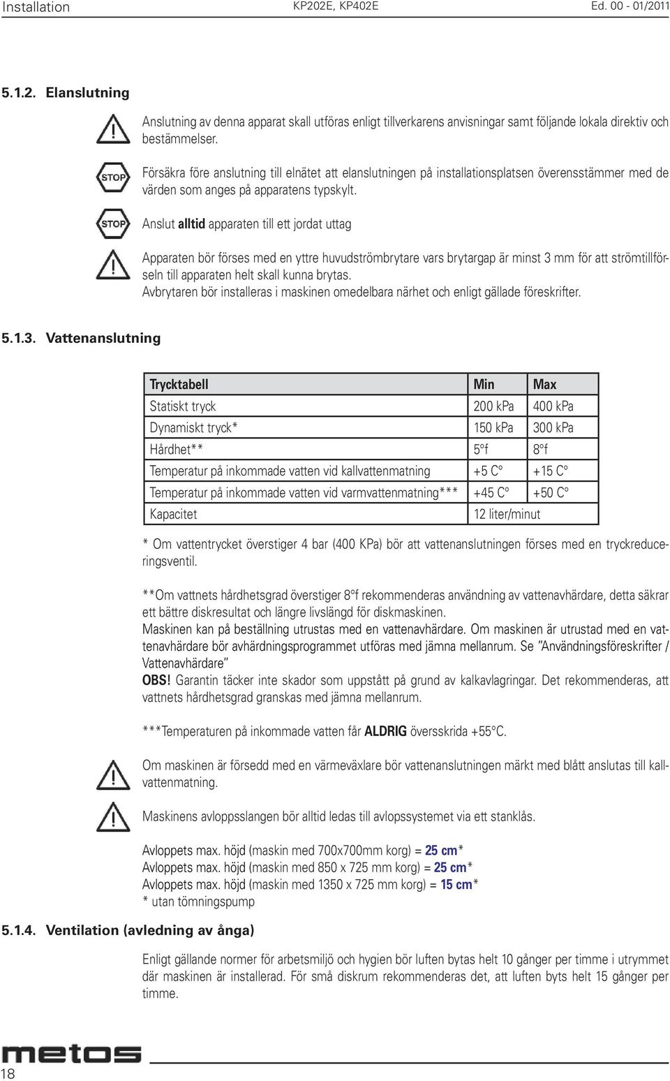 Anslut alltid apparaten till ett jordat uttag Apparaten bör förses med en yttre huvudströmbrytare vars brytargap är minst 3 mm för att strömtillförseln till apparaten helt skall kunna brytas.