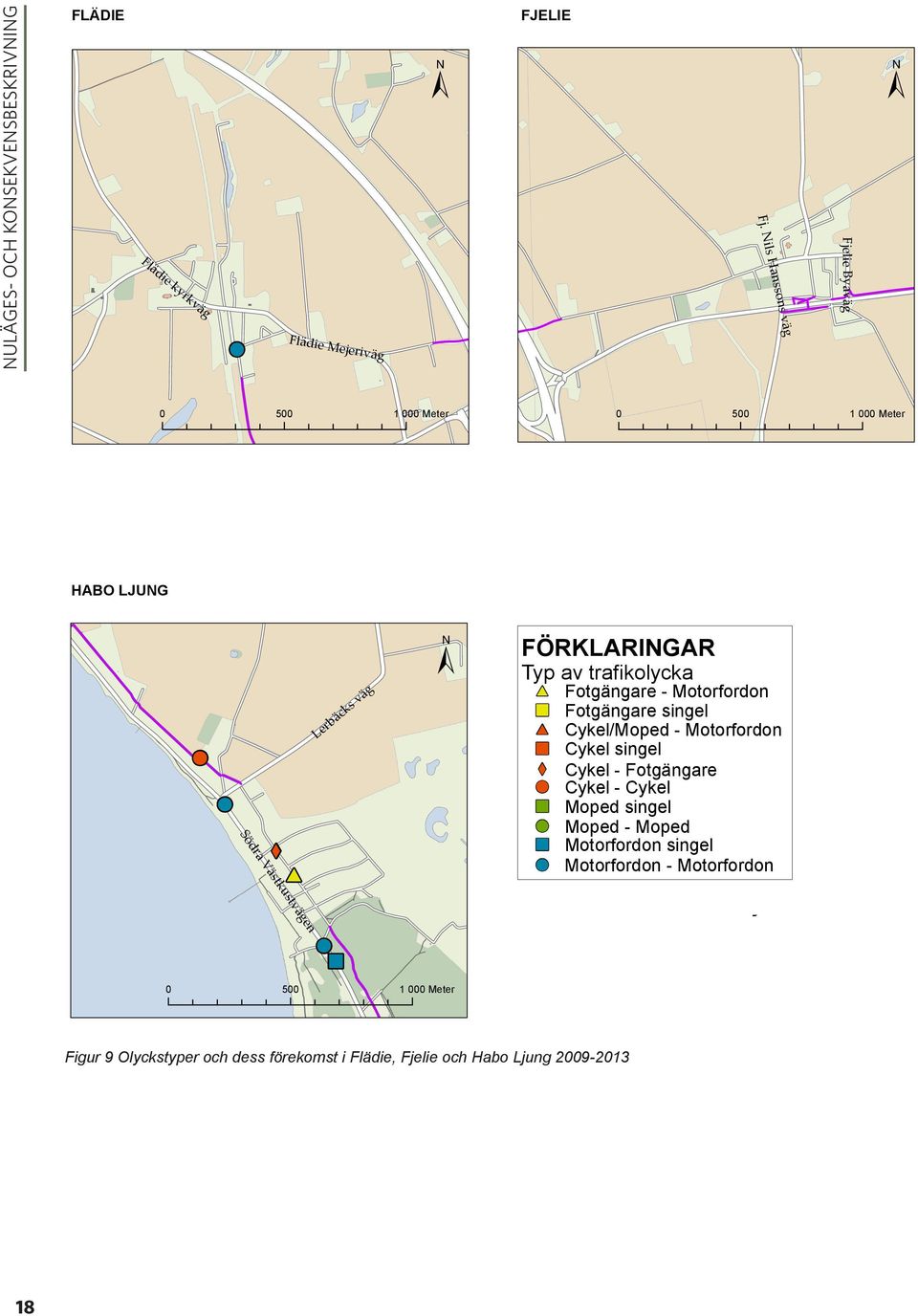 000 Meter Figur 9 Olyckstyper och dess förekomst i Flädie, Fjelie och Habo Ljung 2009-2013 Fj.