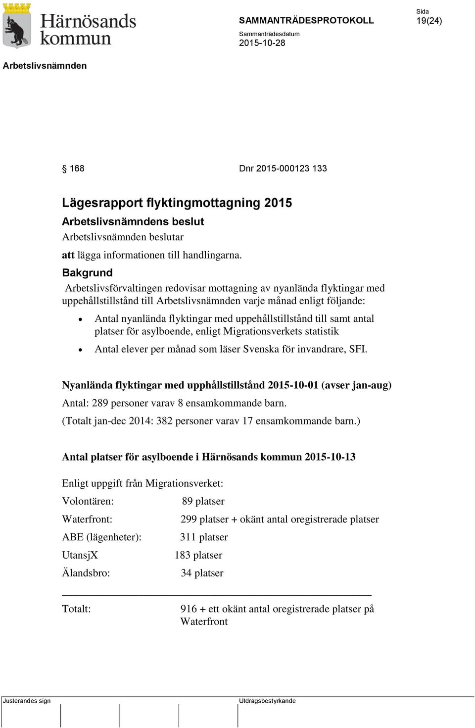platser för asylboende, enligt Migrationsverkets statistik Antal elever per månad som läser Svenska för invandrare, SFI.