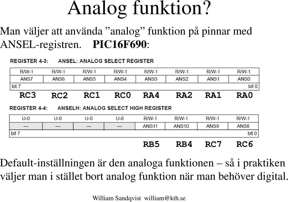 PIC16F690: RC3 RC2 RC1 RC0 RA4 RA2 RA1 RA0 RB5 RB4 RC7 RC6