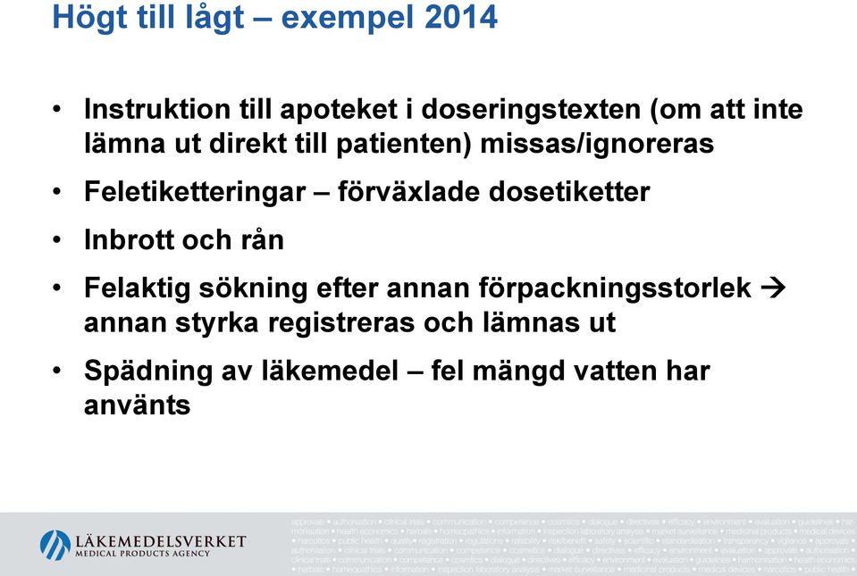 dosetiketter Inbrott och rån Felaktig sökning efter annan förpackningsstorlek