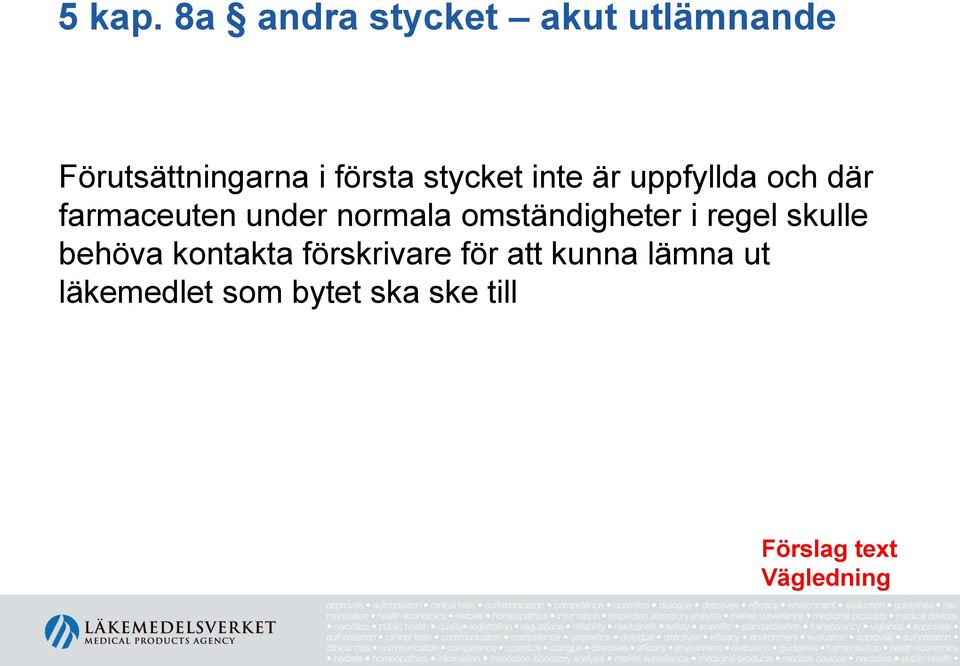 stycket inte är uppfyllda och där farmaceuten under normala