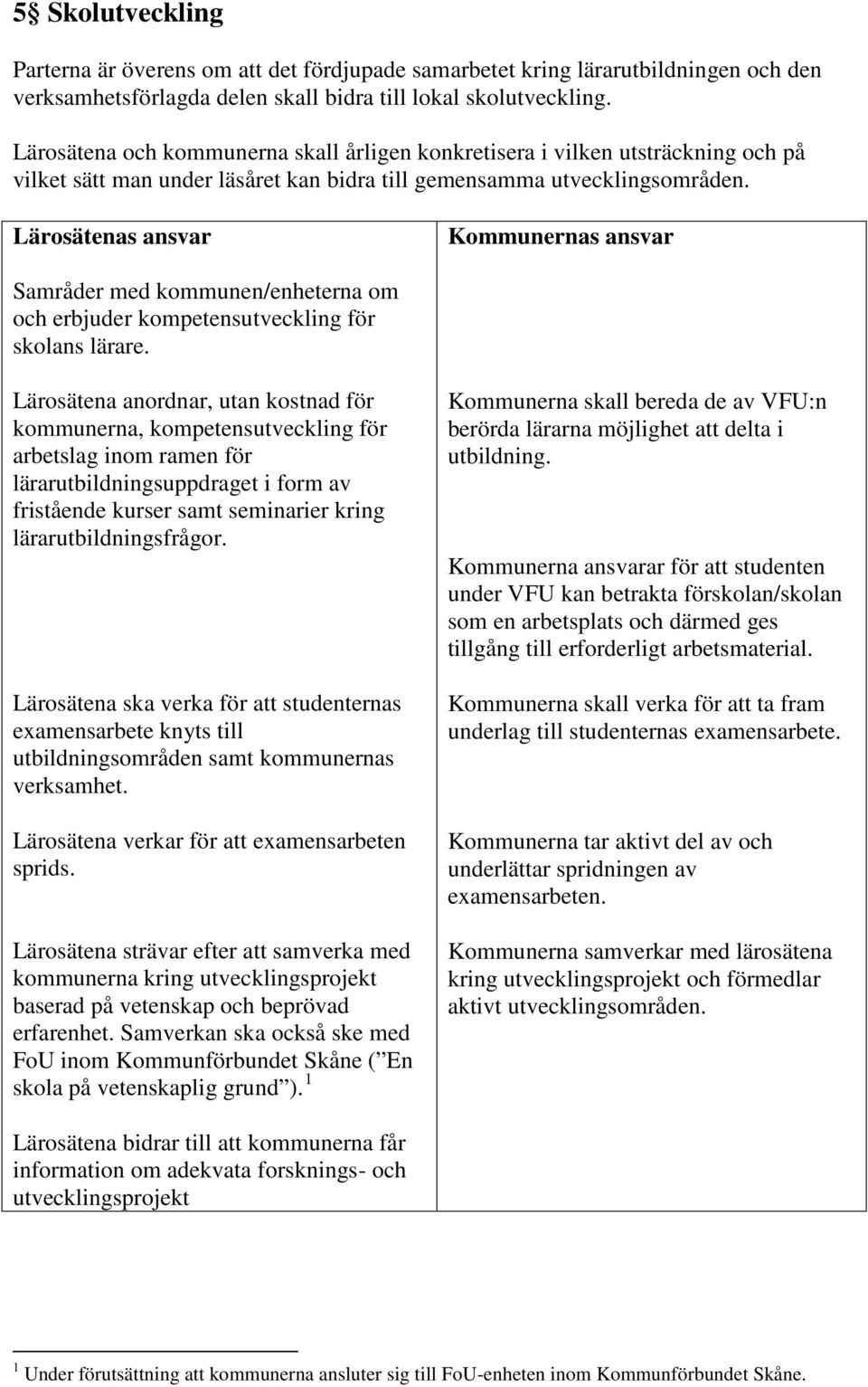 Samråder med kommunen/enheterna om och erbjuder kompetensutveckling för skolans lärare.